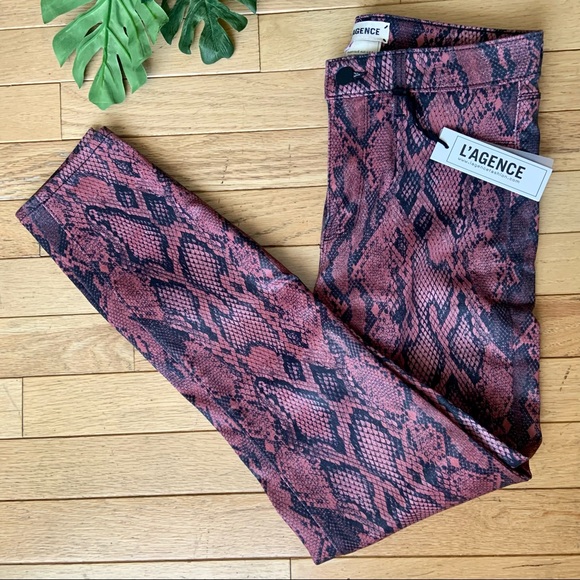 NWT L'Agence Margot Ankle Skinny Crop Python Jeans - Picture 5 of 6